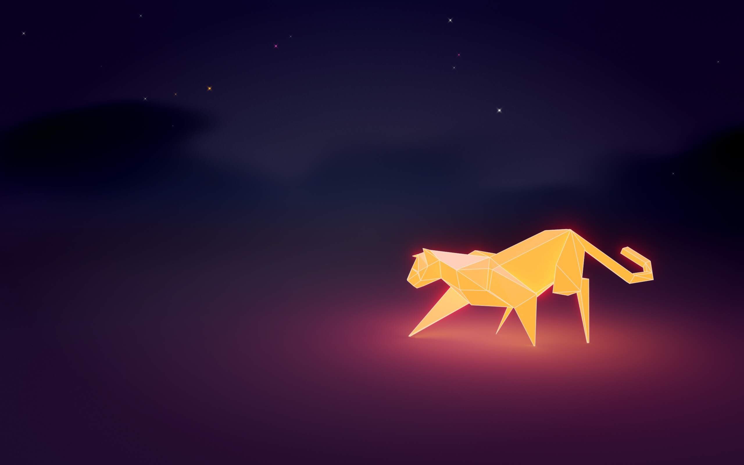 Low Poly Night Cats Wallpaper