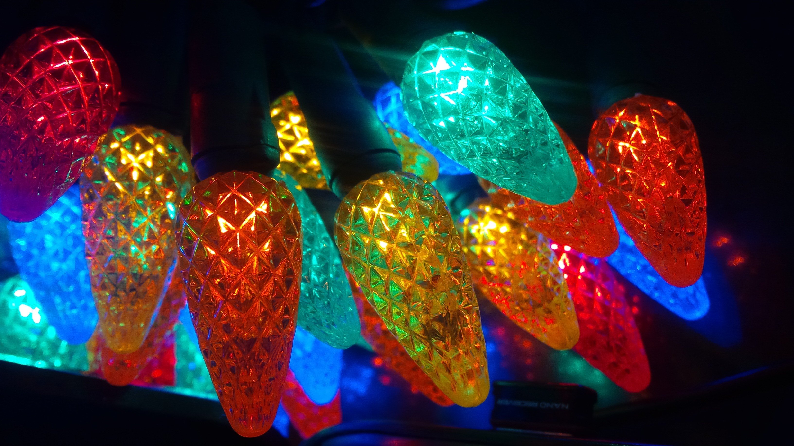 Colorful LED Christmas Lights Closeup Wallpaper