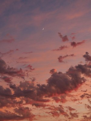 Sunset Moon Clouds Wallpaper